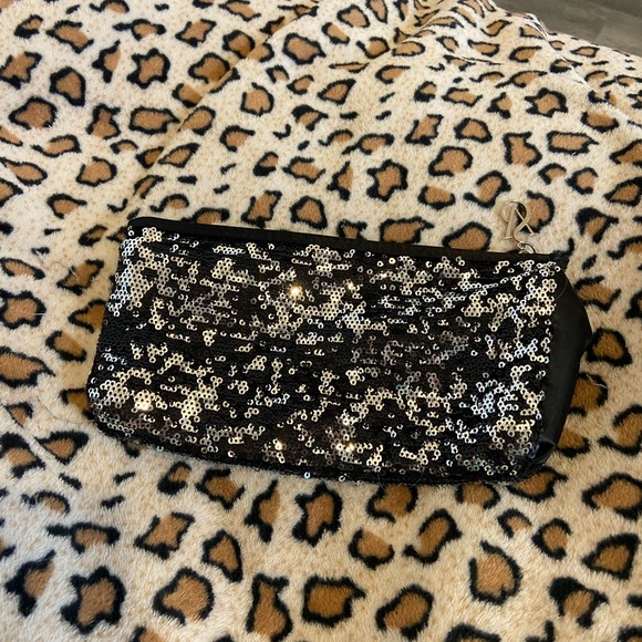 Victoria's Secret Black and Silver Sequin Cosmetic Bag - Picture 2 of 14